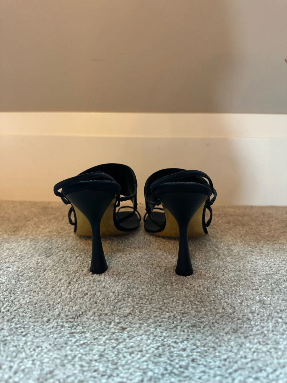 Chanel Black Cruise Vintage Crystal Logo Sling Back Toe Heels Size 36
